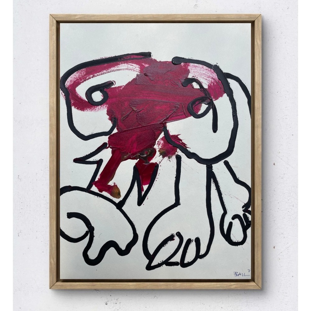 Original Elephant Abstract Expressionist Painting 11x14 Framed Modern Wall Art